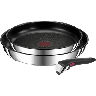 Tefal »Ingenio Preference«, Edelstahl, (Set, 3 tlg., Tefal Ingenio Preference Pfannenset, 2 teilig, Ø 24, 28 cm, 1 Griff), stapelbar, Antihaftversiegelung, Induktion, Made in France, kompakt