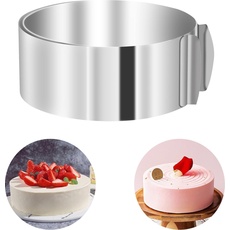 Bild Kuchenform Tortenring aus Edelstahl in Silber - 16 x 6 cm - Verstellbare Ringform für Schicht Kuchen Torten Der ideale Küchenhelfer für Hobby- und Profibäcker