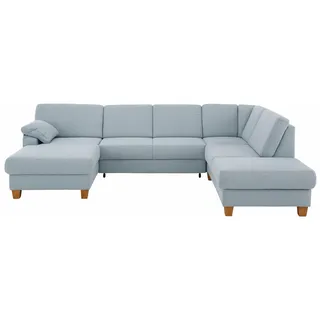 Home Affaire Wohnlandschaft »Belfort U-Form« mit Federkern, wahlweise mit Bettfunktion und Stauraum, blau