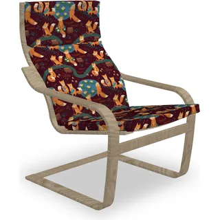 ABAKUHAUS Fuchs Poäng Sessel Polster, Kleine Waldtiere Teich, Sitzkissen mit Stuhlkissen mit Hakenschlaufe und Reißverschluss, Mehrfarbig