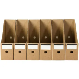 Fayemint 6 Stück Stehsammler, Pappe Zeitschriftenhalter, Stehordner Archiv-Stehsammler, 5 Levels Kraftpapier Desktop Aufbewahrungsbox für Schreibtisch, Archiv und Aufbewahrung