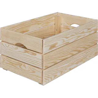 Inter Link - Holzkiste - Stapelkiste massivholz – Aufbewahrungskiste, Für Obst, Gemüse, Wein, Garten, Bad, Spielzimmer – Platzsparend, praktisch – 51 x 31,5 x 23cm Valloni M