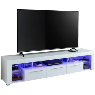 Stolkom TV-Lowboard 200 cm weiß Hochglanz