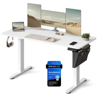 Songmics Höhenverstellbarer Schreibtisch wolkenweiß