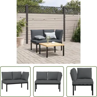 The Living Store Gartenbank mit Kissen Schwarz Aluminium - Schwarz