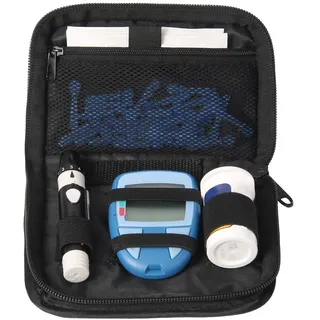GENCAM Diabetes-Versorgungskoffer, tragbares Testset mit Netztasche, Reise-Blutzuckermessgerät, Glukometer-Aufbewahrungstasche