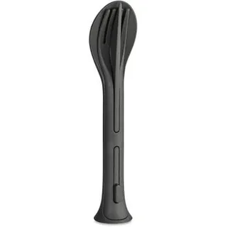 Koziol KLIKK POCKET Besteckset 3-teilig, Robustes und langlebiges Picknick-Besteck aus recyclebaren Material, Farbe: grau
