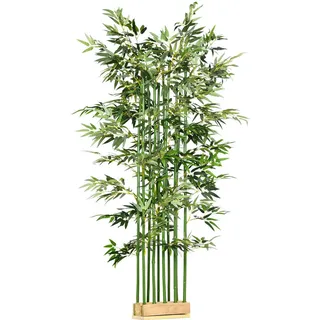 Homcom Künstlicher Bambus 180 cm Kunstpflanzen im Zementtopf, Zimmerpflanze , Grün , Kunststoff , 180 cm , Dekoration, Blumen & Blumentöpfe, Kunstpflanzen