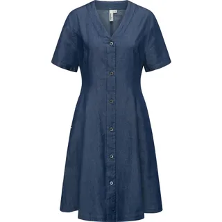 Sommerkleid RAGWEAR "Sommerkleid Kveeda Denim", Damen, Gr. M, N-Gr, blau (dunkelblau denim), Obermaterial: 60% Baumwolle CO. 40% Viskose CV., Kleider Sommerkleid