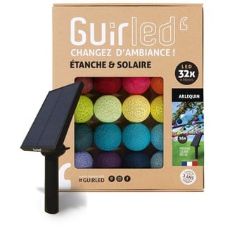 GuirLED - Außengirlande mit Lichtkugeln LED-Guinguette - Wasserdicht IP55 - Hocheffizientes Solarpanel - Automatisches EIN/AUS - 32 Kugeln 6 m- Arlequin