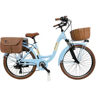 E-bike Venere Dolce Vita 26" mit Korb und Taschen - Hellblau - Blau