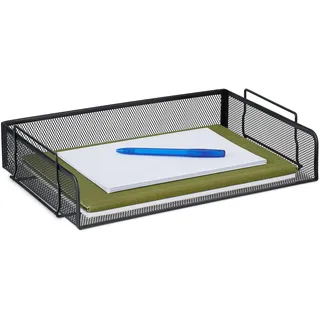 Relaxdays Dokumentenablage, stapelbare Briefablage, Mesh, HBT: 8,5 x 36 x 25 cm, horizontale A4 Ablage, Metall, schwarz