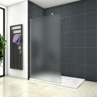 AICA walk in dusche 140X200cm Milchglas Duschwand 10mm NANO ESG-Glas mit einstellbar 70-120cm Stabilisator Duschabtrennung Duschtrennwand Duschkabine