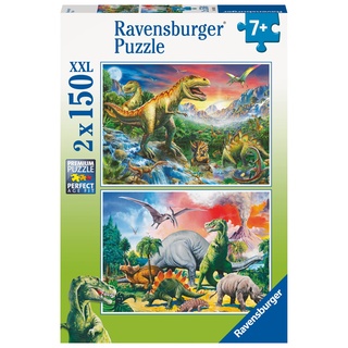 Ravensburger Puzzle 80563 - Dinosaurier - 2x 150 Teile Puzzle für Kinder ab 7 Jahren, Dino Geschenke [Exklusiv bei Amazon]