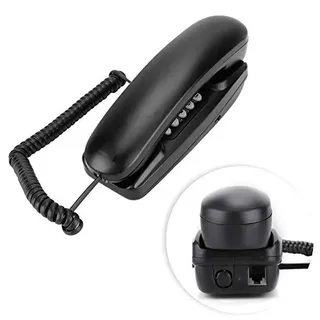 ASHATA Wandtelefon Schnurgebundes Telefon, Schnurtelefon Wand Schreibtisch Kompakttelefon,Festnetztelefon Analog Telefon mit Anrufstummschaltung/Flash-Funktion für Hause Büro Hotel (Schwarz)