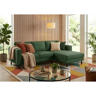 Ecksofa TRENDMANUFAKTUR "Watkins Couch wahlweise mit Schlaffunktion und Bettkasten,auch in Cord", dunkel grün, B:232cm H:81cm T:161cm, 100% Polyester, Sofas, Ecksofa, Recamiere beidseitig montierbar, Sofa in L-Form, Breite 232 cm