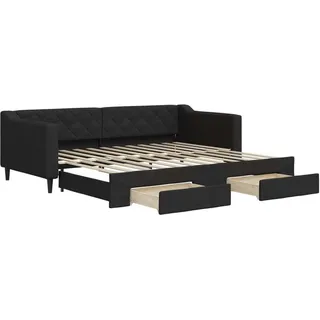 vidaXL Tagesbett Ausziehbar mit Schubladen Schwarz 90x200 cm Stoff - Schwarz
