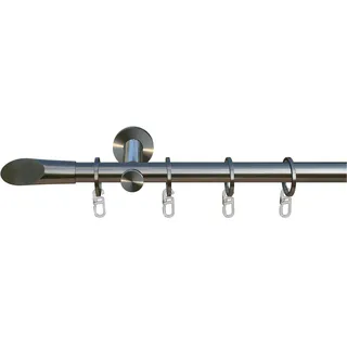 INDEKO Vorhangstange Marbella 1-läufig Ø 16 mm 430 cm Edelstahl-Optik