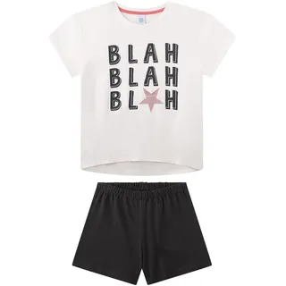 Sanetta Schlafanzug SANETTA "Pyjama Pyjama Teenager Blah kurz", Jungen, Gr. 140, bunt (schwarz, beige), Obermaterial: 100% Baumwolle CO., Homewear-Sets Schlafanzug