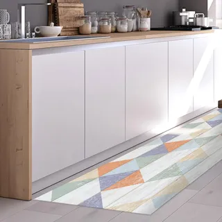 CREARREDA Läufer Teppich Küchenteppich Colour Wood 50x120 Isolierend, feuerhemmend, Kratzfest, hypoallergen, leicht zu waschender Vinyl Teppich. Komplett in Italien hergestellt