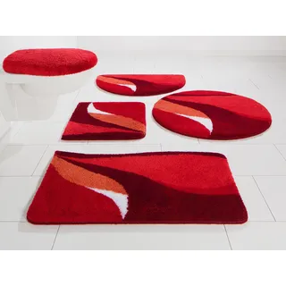 my home Badematte »Magnus, Badvorleger, Badezimmer Teppich« mehrfarbig, Badteppich, Badematten auch als 2 teiliges Set & rund, rot