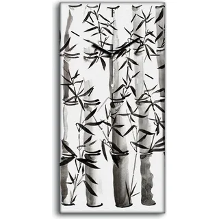 Dekor Leinwand Uhr Wandbilder Geräuschlos 30x60 Malerei Bambus weiß schwarz - schwarze Hände