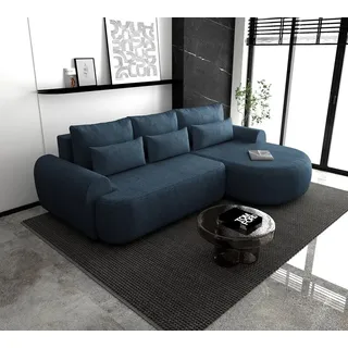 Ecksofa OLIVIO L - Wohnlandschaft Polstersofa Polstercouch (D. blau - MODESTO 485) RECHTE SEITE - Dunkelblau