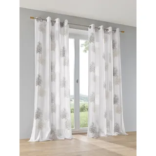 Kutti Vorhang "Belinda" Ösen 1 Stk. tlg. Gardine, halbtransparent, Ausbrenner, bedruckt, Viskose-Polyester, taupe, grau