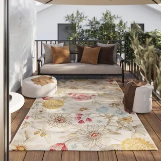 Wecon home Outdoorteppich »Abloom«, rechteckig, 5 mm Höhe, für Innen & Außen, strapazierfähig, pflegeleicht, Hoch-Tief Effekt Wecon Home beige,gelb,rot B: 80 cm   1 St.