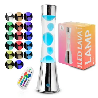 FISURA LED Lavalampe RGB Fernbedienung 17 Farben Original Lampe | Entspannende Deko-Lavalampe. Wohndeko und Geschenkidee. 11,5 × 41,5 cm.