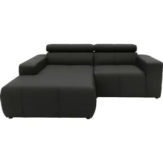 DOMO. collection DOMO collection Ecksofa »Brandon, inkl. Kopfteilverstellung, B/T/H: 214/100/80 cm, L-Form« Mit Kopfteilverstellung, auch in Leder und Cord, L-Form, schwarz