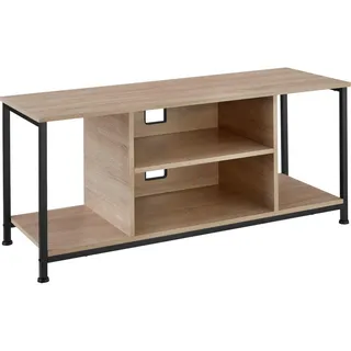 Tectake tectake® TV-Regal, Industrial Style, 4 offene Fächer, verstellbarer Einlegeboden und Kabelaussparungen, 110 x 40 x 50,5 cm