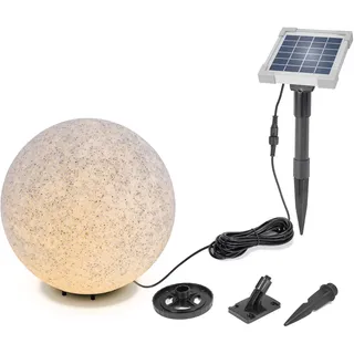 Esotec Solarkugeln Leuchtsteine Leuchtkugeln Gartendeko Farbwechsel 106117 | Solar-Leuchtstein Ø30 cm, 9 Lichtfarben 2800K / 4500K / 6500K, bis 12 Std. Leuchtdauer, LiFePO4 Akku wechselbar, externes 2 W