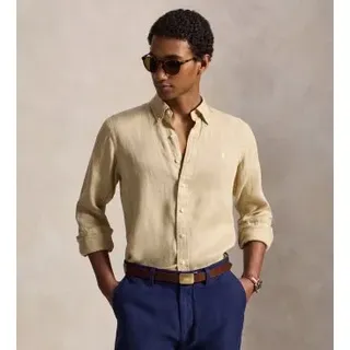 Polo Ralph Lauren für Herren. 710966294520 Beiges Custom-Fit-Leinenhemd (M), Lässig, Langarm