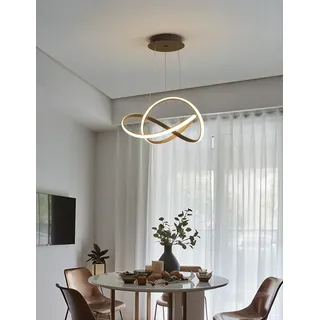 Eurotondisplay LED Pendelleuchte Hängelampe 9642 Grau Ø 50 cm 96W Höhe max 120cm mit Fernbedienung Lichtfarbe einstellbar dimmbar Acryl-Schirm grau