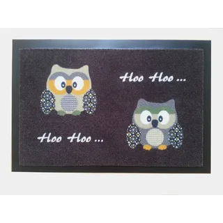 Trendstern Trendprodukteshop Fußmatte Fußabtreter Schmutzmatte Motiv Design Eule OWL (braun 2 Eulen)