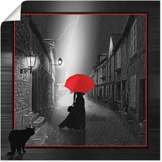 Artland Wandbild »Die Frau mit dem roten Schirm 2« Frau 1 Stk. tlg. als Leinwandbild, Poster in verschied. Größen, schwarz
