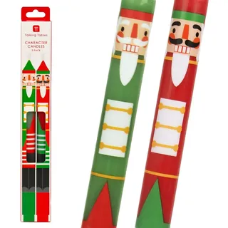 Weihnachtskerzen, traditionelles Nussknacker-Design, festliche Tischdekoration, Heimdekoration, Strumpffüller, Wichteln, geruchlos, Größe 30 cm, Brenndauer: 8 Stunden, 2 Stück