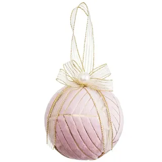 BigBuy Christmas Weihnachtskugeln Rosa Polyfoam Stoff 8 x 8 x 8 cm (4 Stück)