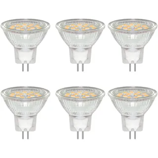 Caldarax 6 Stück GU4 MR11 3W LED Spot, Ersetzt 20W 30W Halogenlampen Reflektor, Warmweiß 3000K, 300LM, AC/DC 12V-24V, Nicht Dimmbar, 120° Abstrahlwinkel, mit Schutzglas, 35mm*35mm