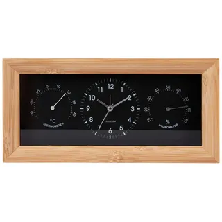 Karlsson Wecker , Schwarz , Holz , massiv , 13x13x26 cm , Thermo-Hygrometer , Dekoration, Uhren, Wecker