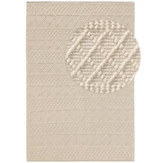 benuta Pure Teppich Jasper Cream 80x150 cm , Creme , Textil , Grafikmuster , Rechteckig , 80x150 cm , für Fußbodenheizung geeignet , Teppiche und Böden, Teppiche, Webteppiche