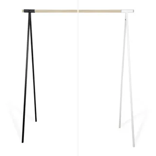 Natural Goods Berlin Kleiderständer GARD Design Garderobe freistehend | Metall Kleiderstangenhalterung für 30mm Rundstab | Massiv Holz stabil | DIY (100cm Kleiderstange EICHE, Weiß)