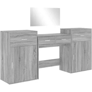 vidaXL 4-tlg. Schminktisch-Set Grau Sonoma Holzwerkstoff - Grau