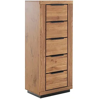 Kommode MCA LIVING "Greno Kommode III", beige (naturfarben), B:62cm H:142cm T:40cm, Holzwerkstoff, Massivholz, Sideboards, Kommode, durchgehende Lamelle