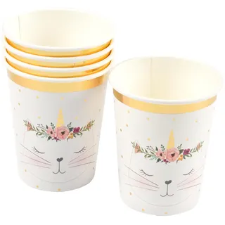 Homéa, Set mit 6 Pappbechern, 25 cl, Boho Katze