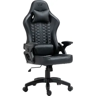 Kraken Chairs Helios Bürostuhl Ergonomisch, Schreibtischstuhl, Drehstuhl, Gaming Sessel, Gamingstuhl, bis zu 130 kg, Schwarz - Schwarz