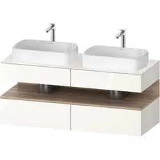 Duravit Qatego Konsolenwaschtischunterbau, 2 Auszüge, 2 Schubkästen, 2 Ausschnitte, 1400x550x600mm, Nische Eiche Mamoriert, QA4767055, Farbe: Weiß Hochglanz