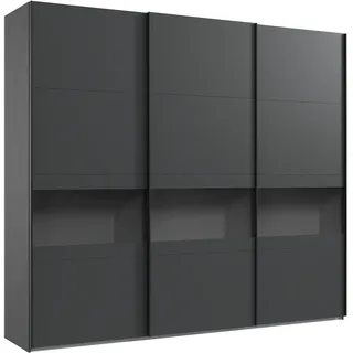 WIMEX »Easy Plus, Kleiderschrank Made in Germany«, mit Glaseinsatz/ Rauchglas, viele Breiten zur Auswahl, schwarze Griffe schwarz