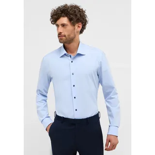 Langarmhemd ETERNA "SLIM FIT", Herren, Gr. 42, Normalgrößen, blau (hellblau), Twill, 46% Baumwolle, 8% Elasthan, 46% Polyester, schmal, Manschette, Hemden Langarmhemd, NON IRON (bügelfrei)